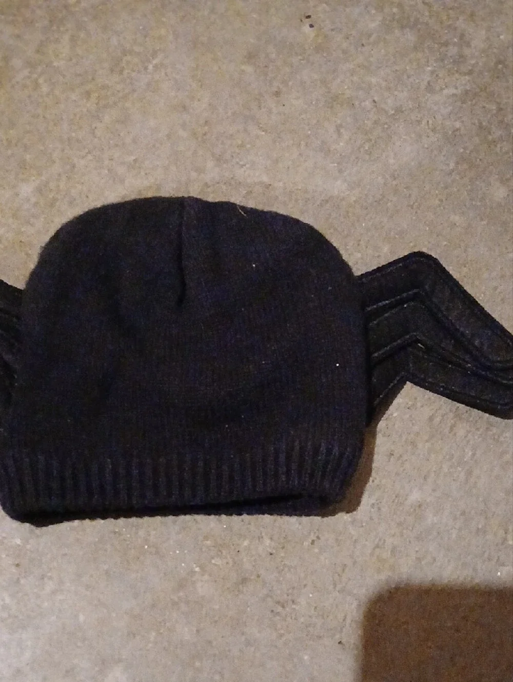 Koala Kids Black Bat Ear Beanie with White Eye and Fang Appliqué
